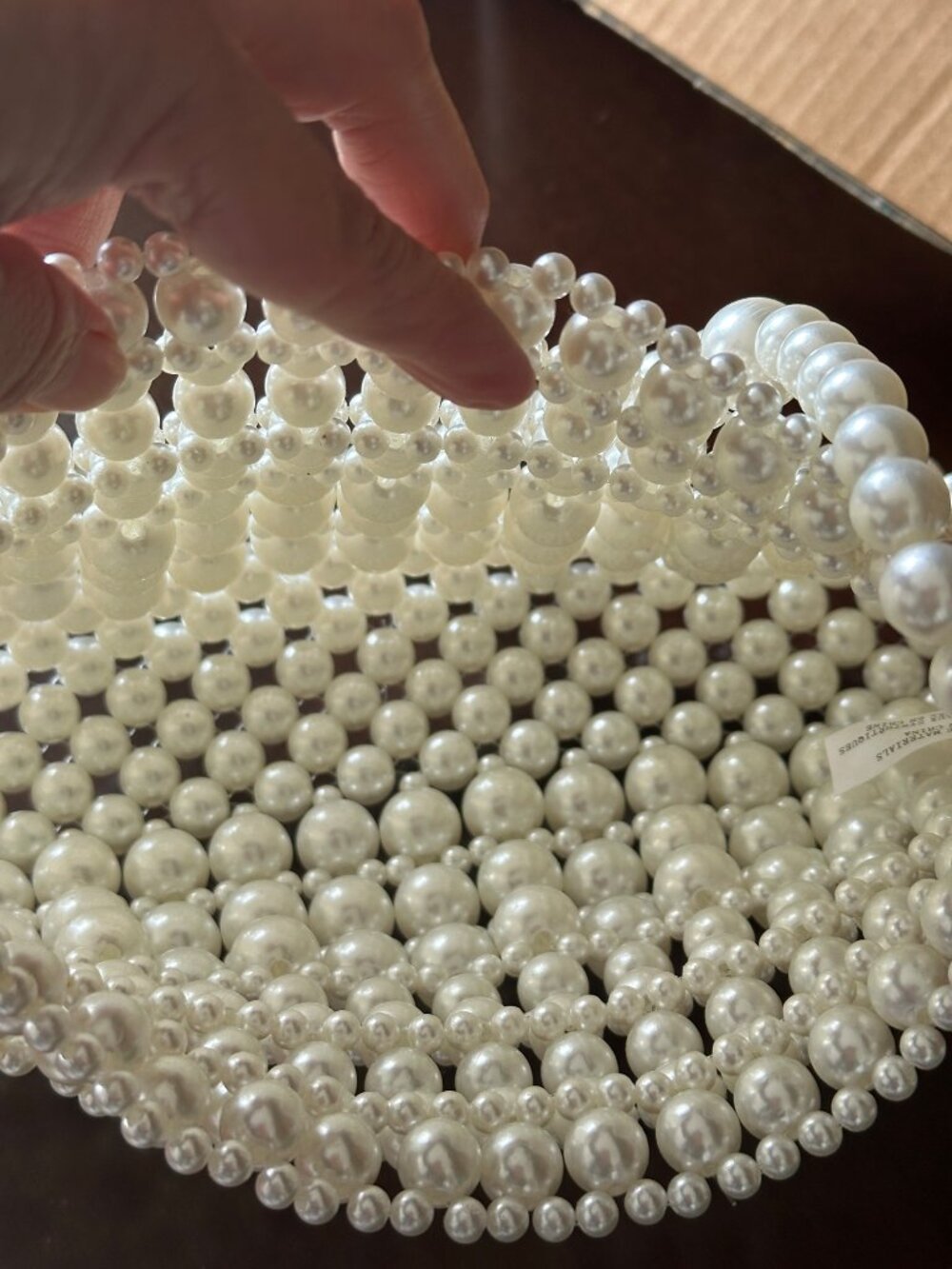 Women's Pearl Beaded Shoulder Bag White - Picture 5 of 5